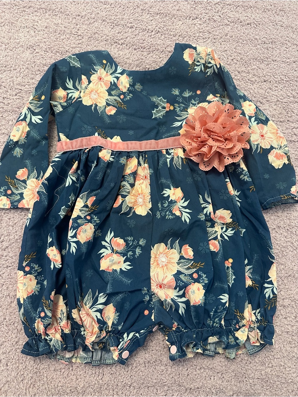 Haute Baby Floral Bubble Romper Dress 18M Removable Flower Boutique *